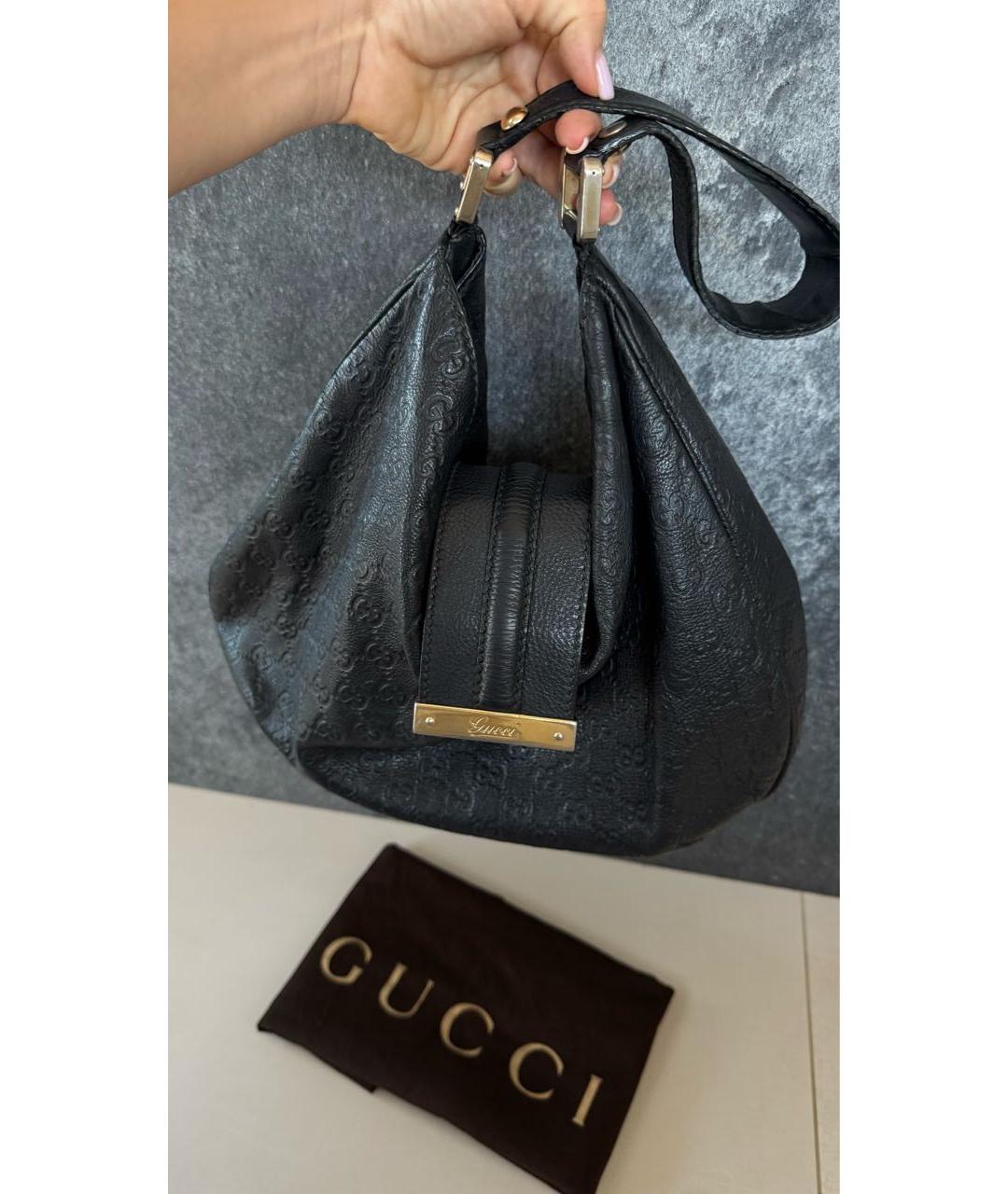 GUCCI Черная кожаная сумка тоут, фото 3