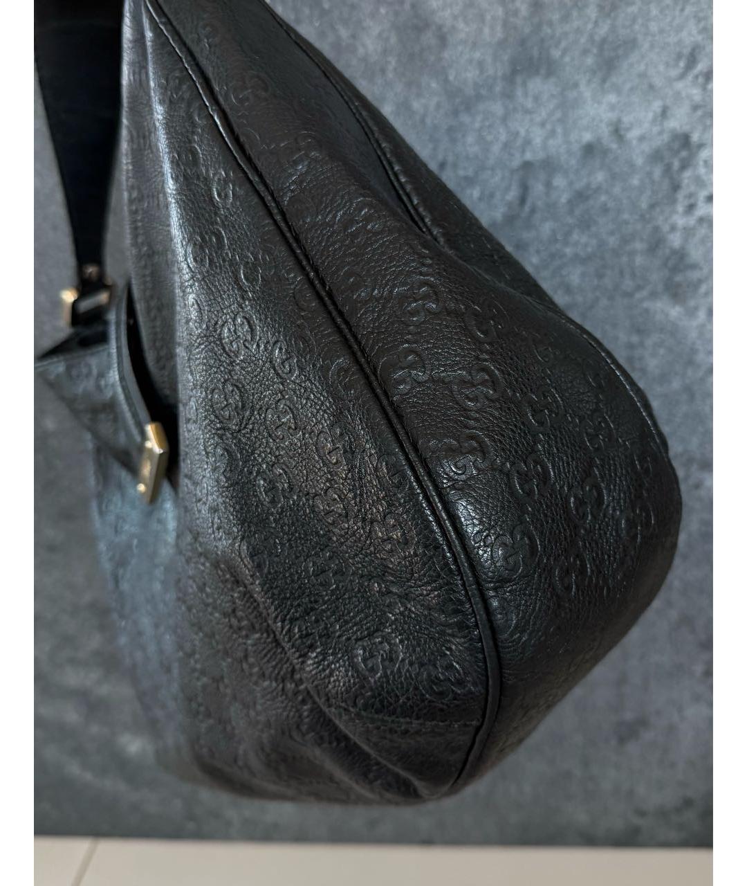 GUCCI Черная кожаная сумка тоут, фото 6