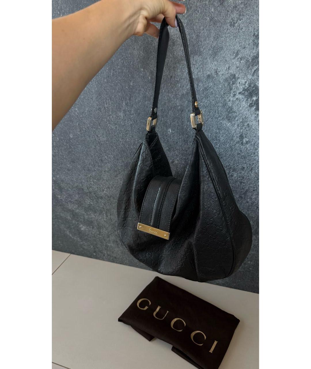 GUCCI Черная кожаная сумка тоут, фото 2