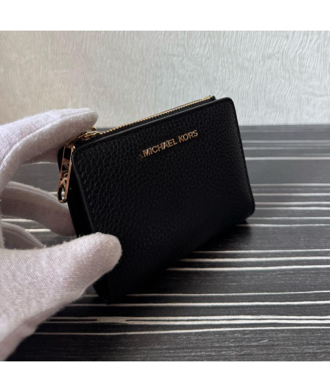 MICHAEL KORS Черный кожаный кошелек, фото 2