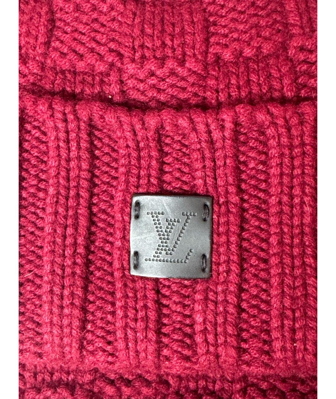 LOUIS VUITTON Бордовый кашемировый шарф, фото 4