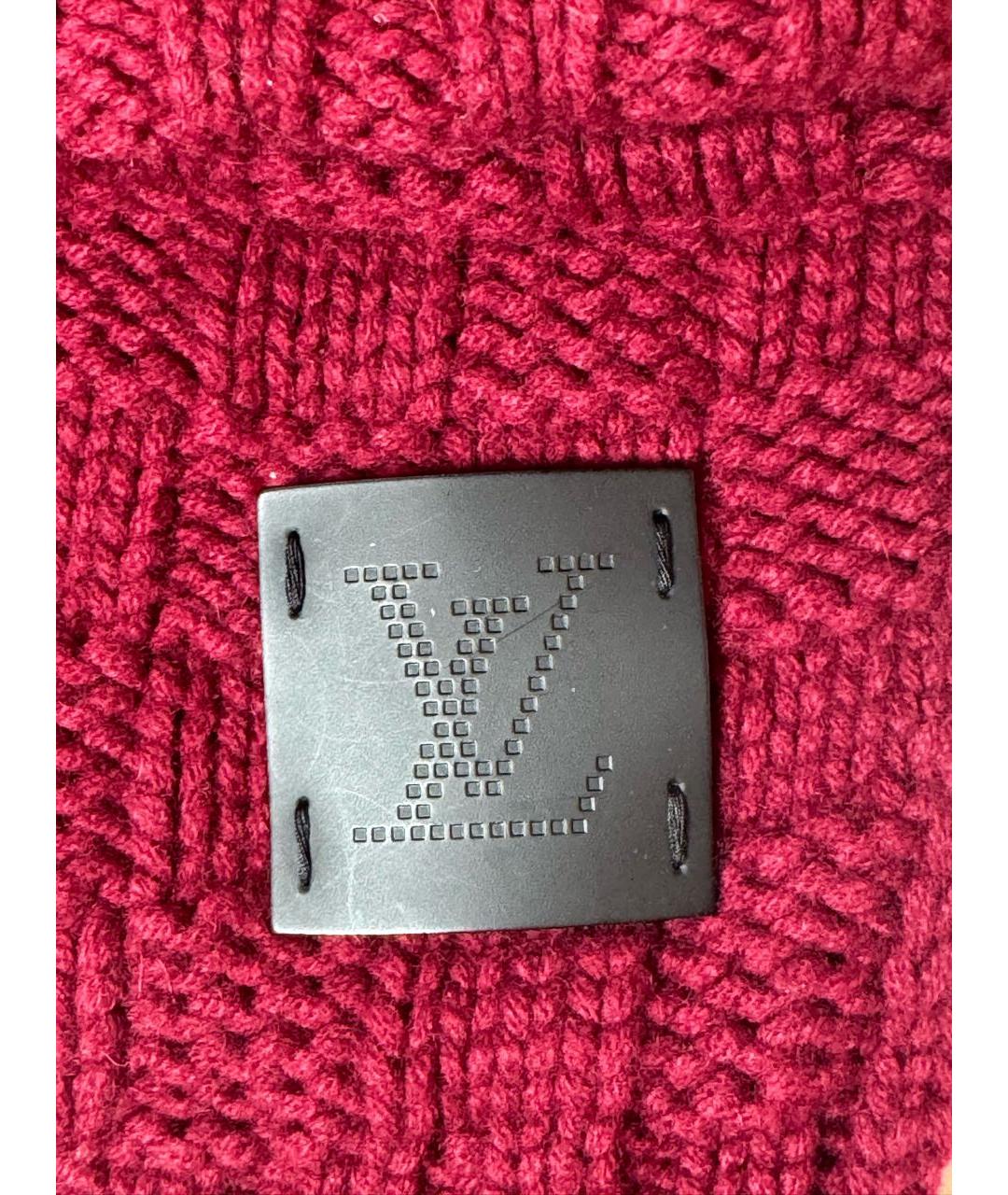 LOUIS VUITTON Бордовый кашемировый шарф, фото 5