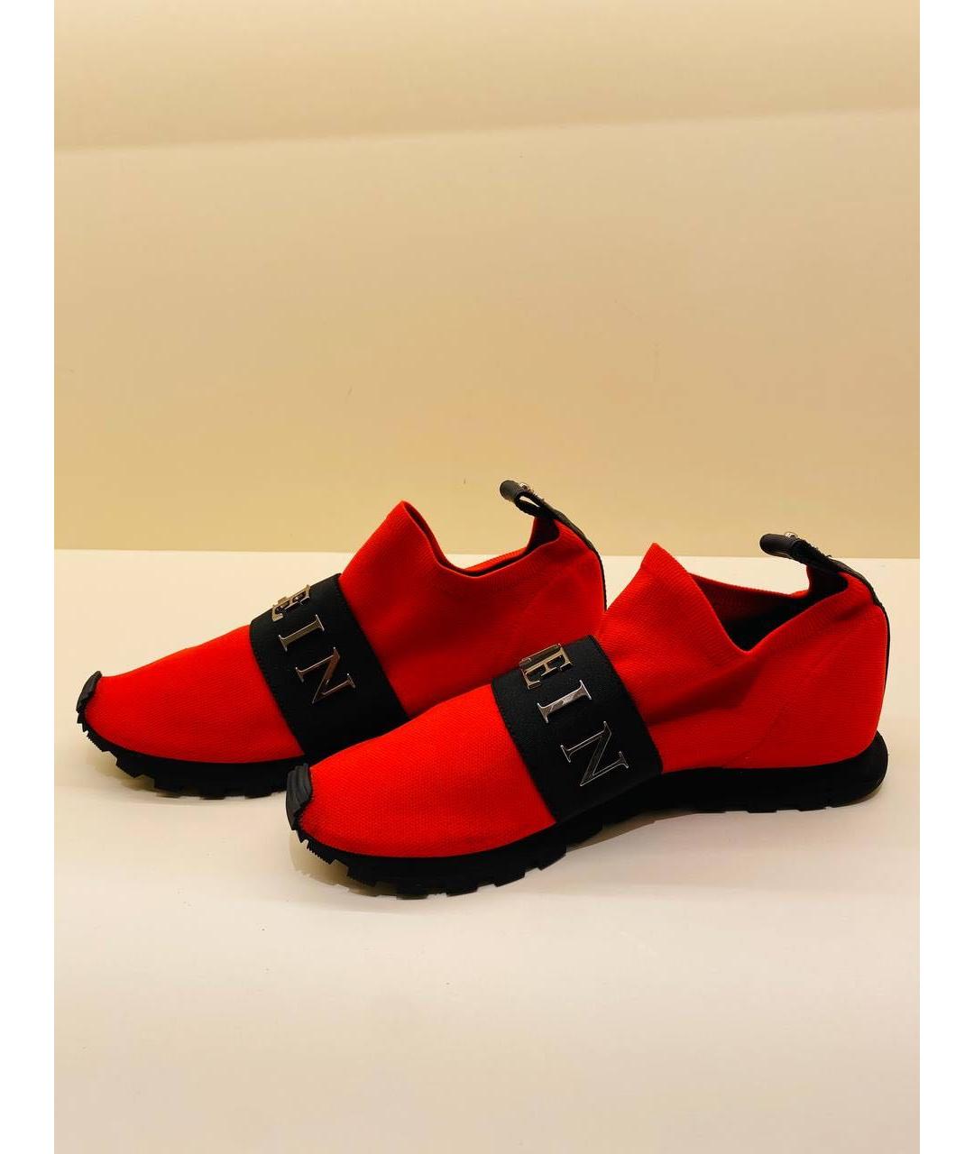 PHILIPP PLEIN Красные текстильные низкие кроссовки / кеды, фото 3