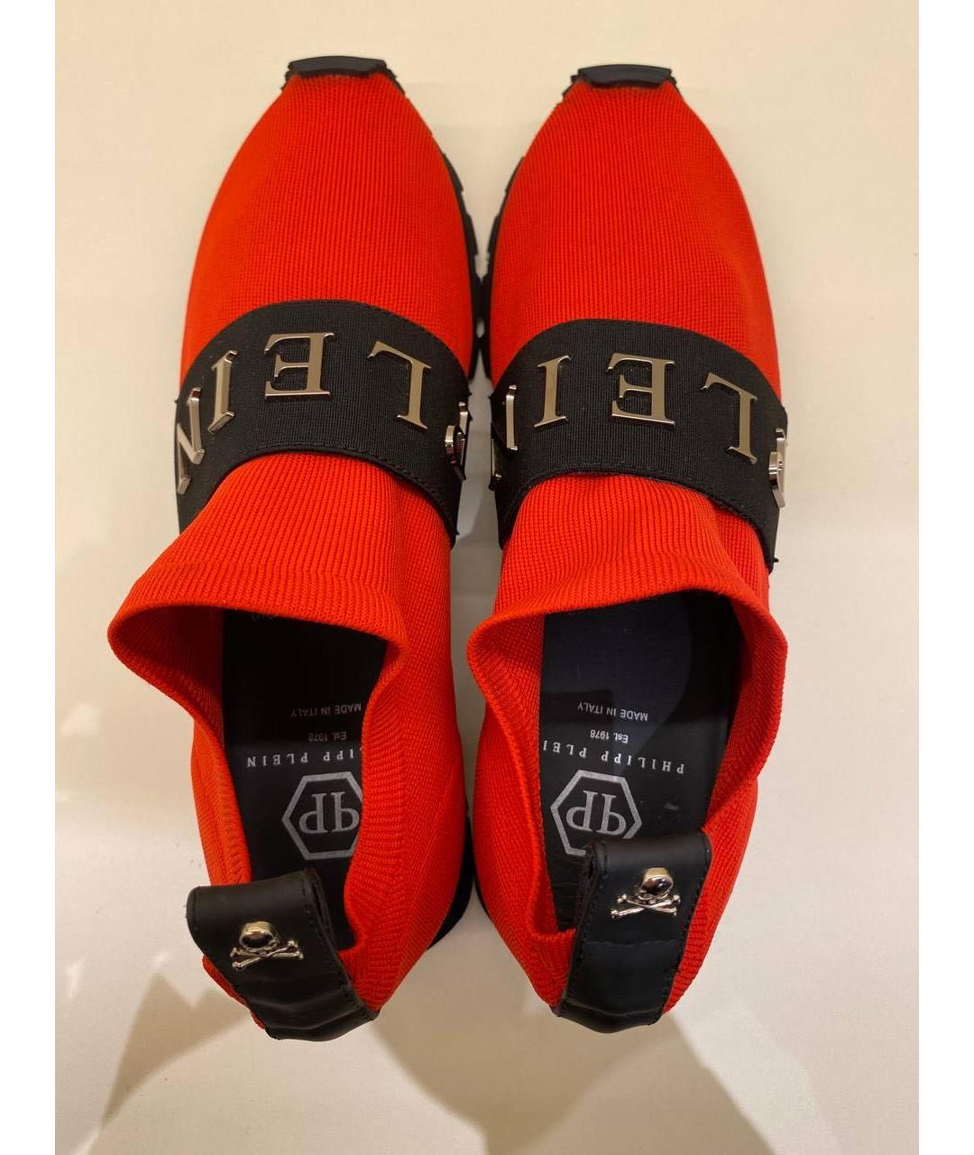 PHILIPP PLEIN Красные текстильные низкие кроссовки / кеды, фото 2
