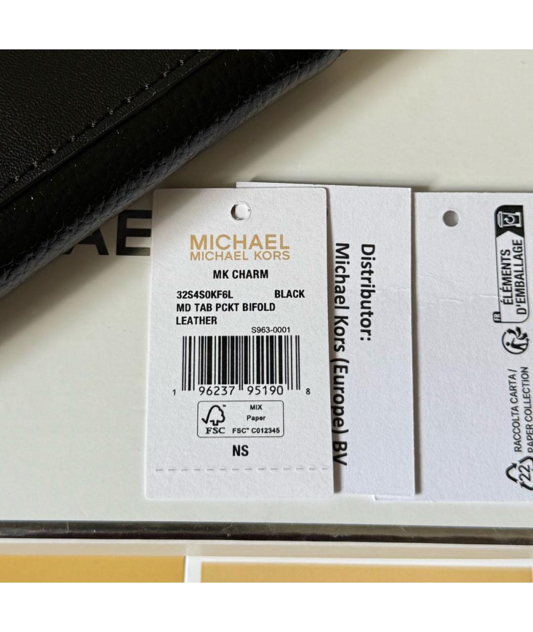 MICHAEL KORS Черный кожаный кошелек, фото 6