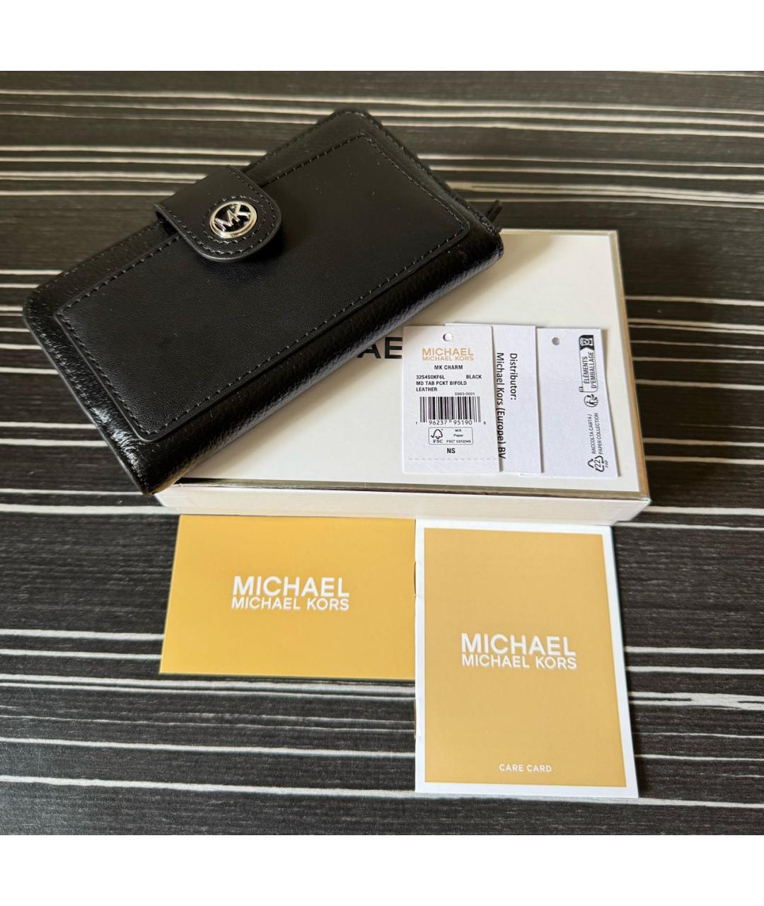 MICHAEL KORS Черный кожаный кошелек, фото 4