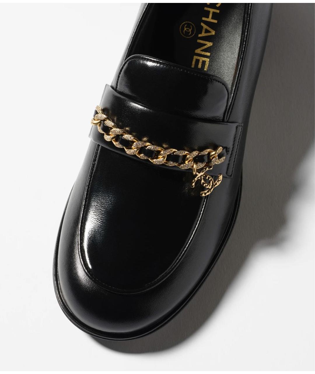 CHANEL Черные кожаные лоферы, фото 4