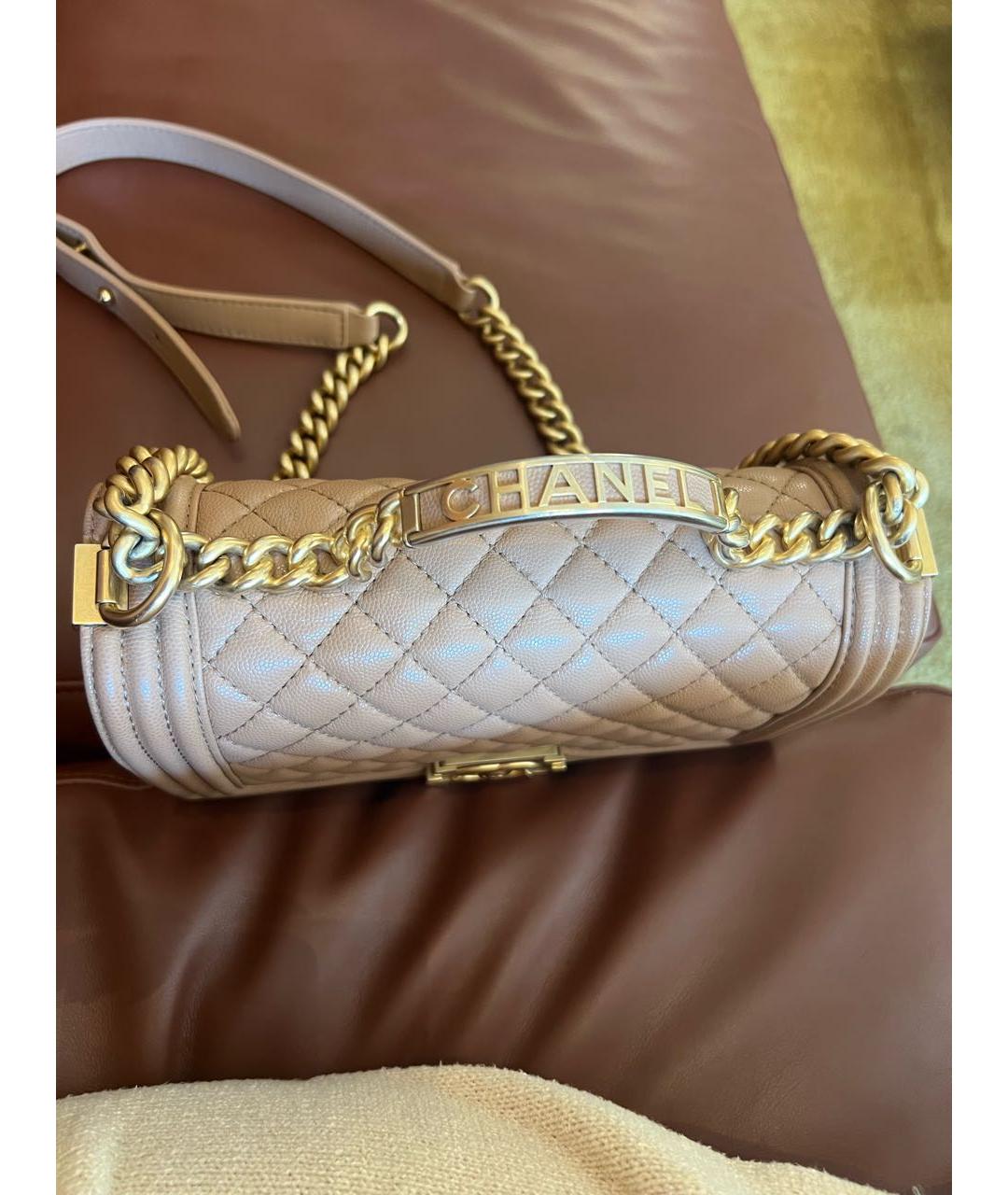 CHANEL Бежевая кожаная сумка через плечо, фото 2