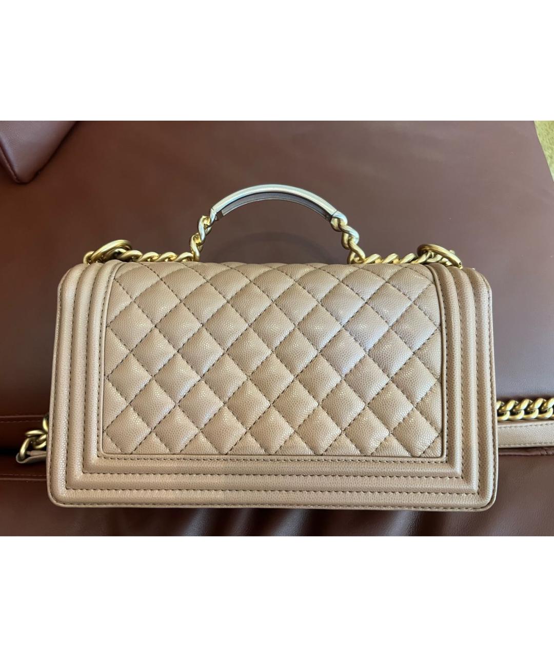CHANEL Бежевая кожаная сумка через плечо, фото 3