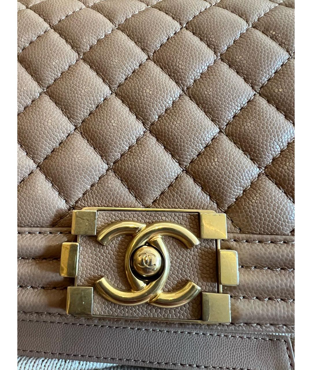 CHANEL Бежевая кожаная сумка через плечо, фото 6