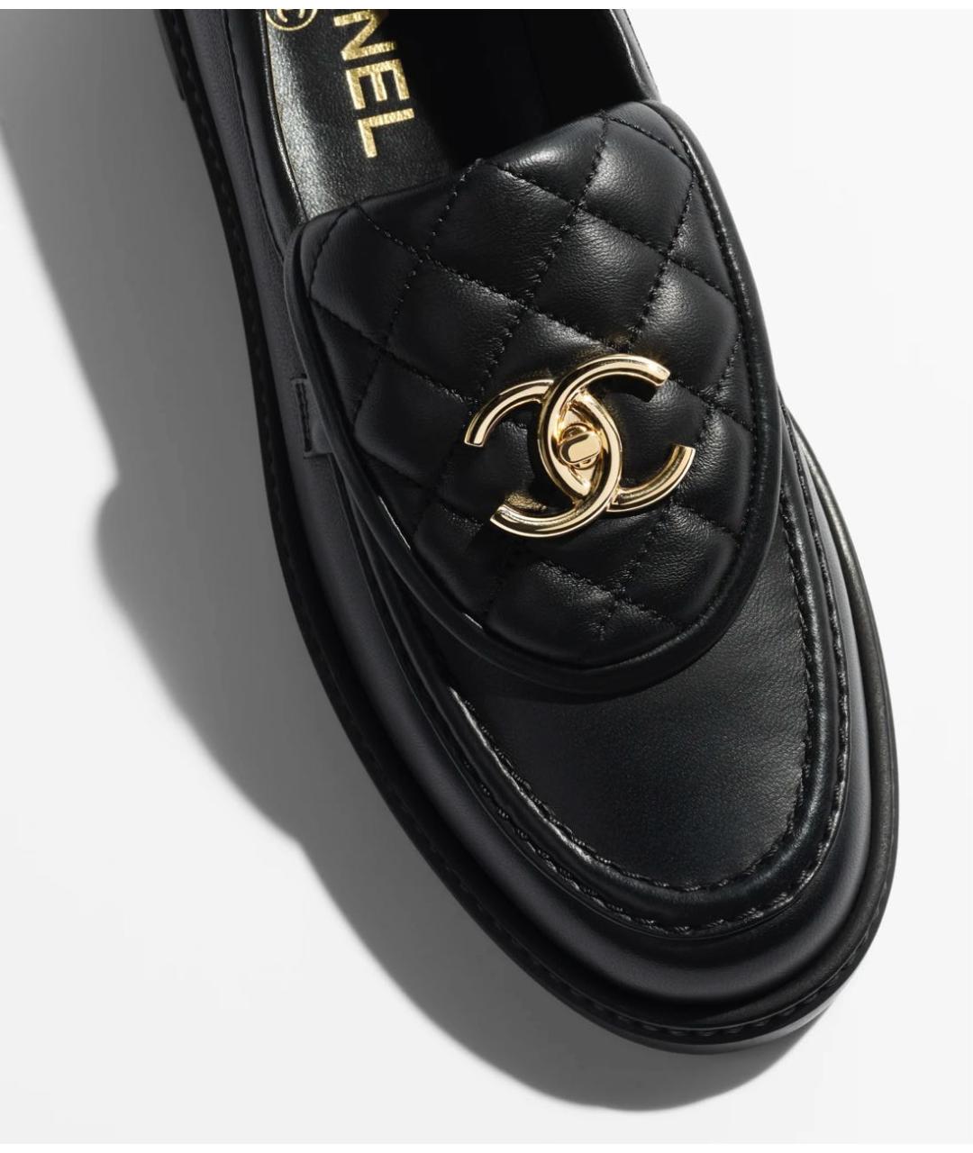 CHANEL Черные кожаные лоферы, фото 4