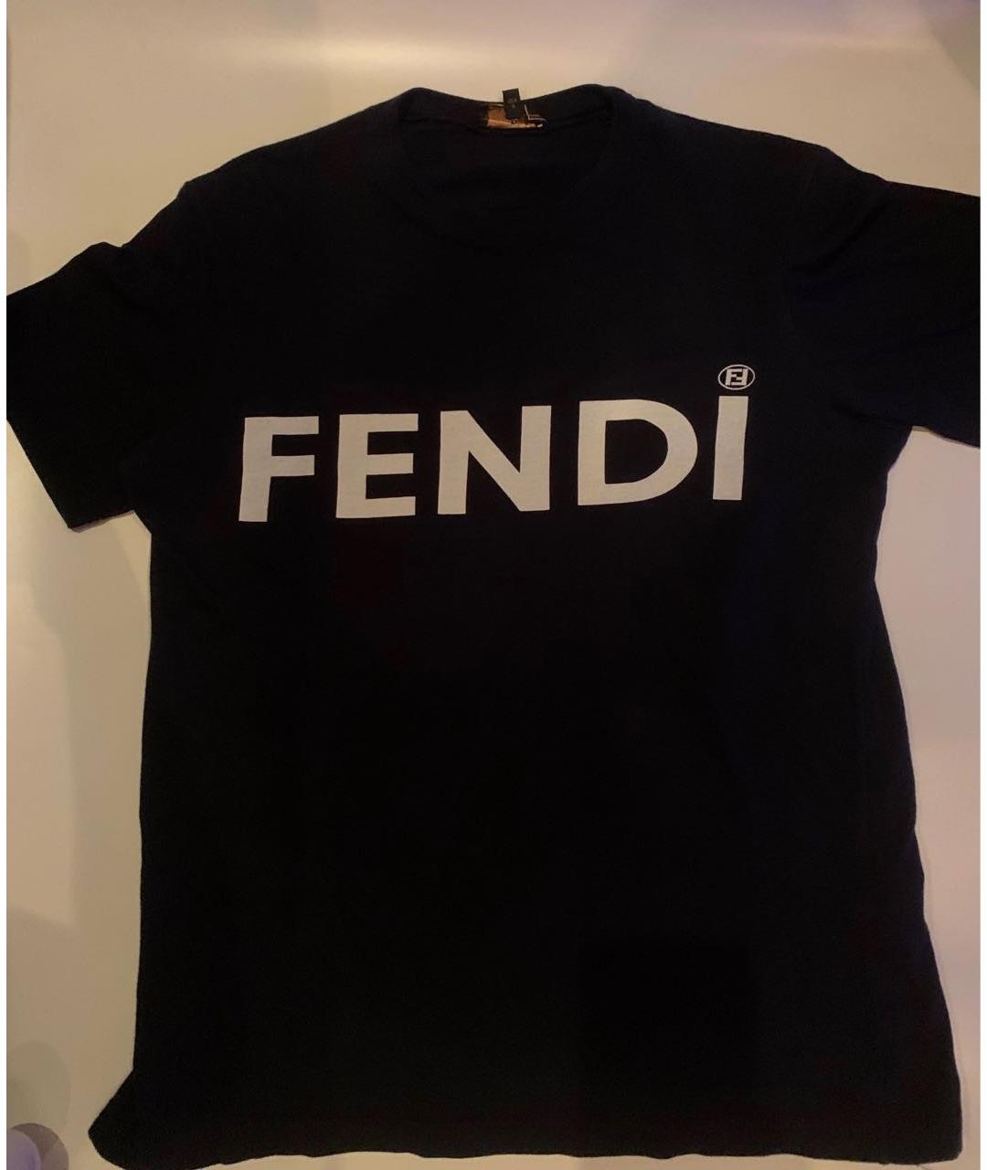FENDI Темно-синяя хлопковая футболка, фото 8
