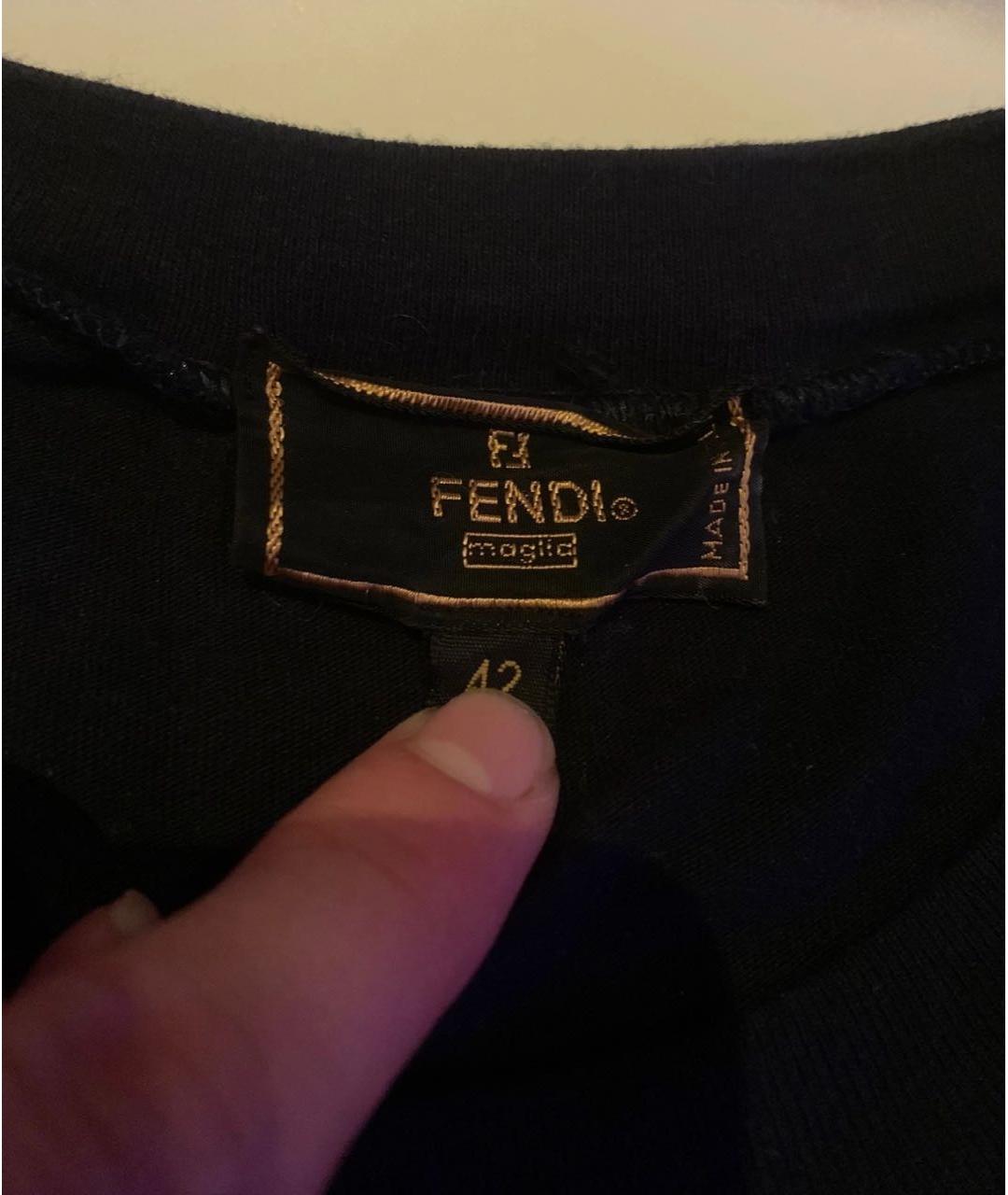 FENDI Темно-синяя хлопковая футболка, фото 3