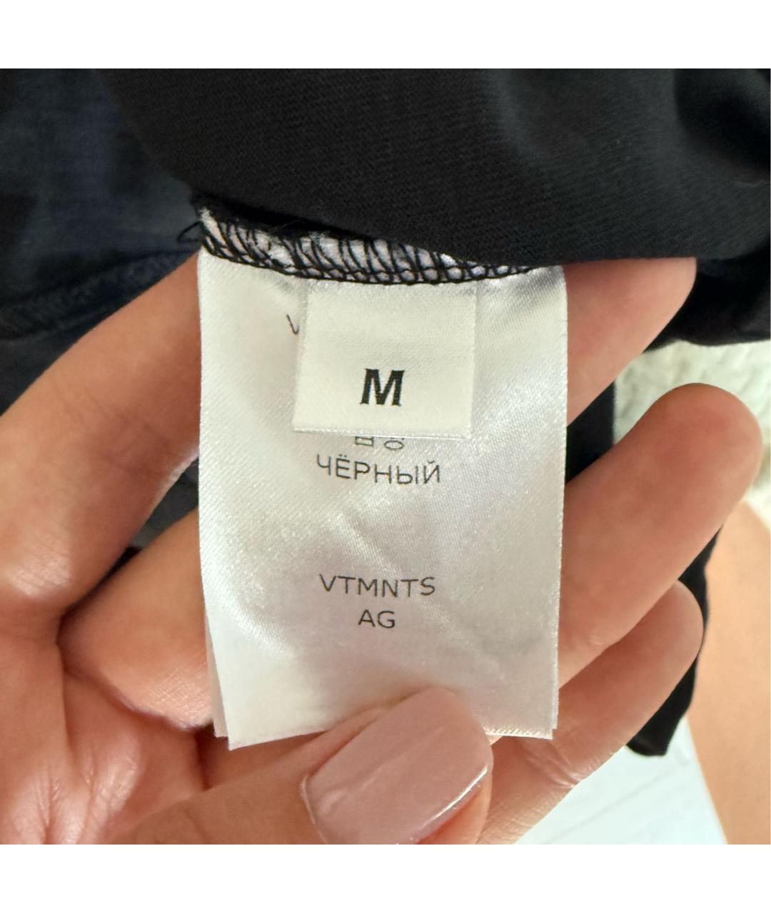 VETEMENTS Черная хлопковая футболка, фото 3