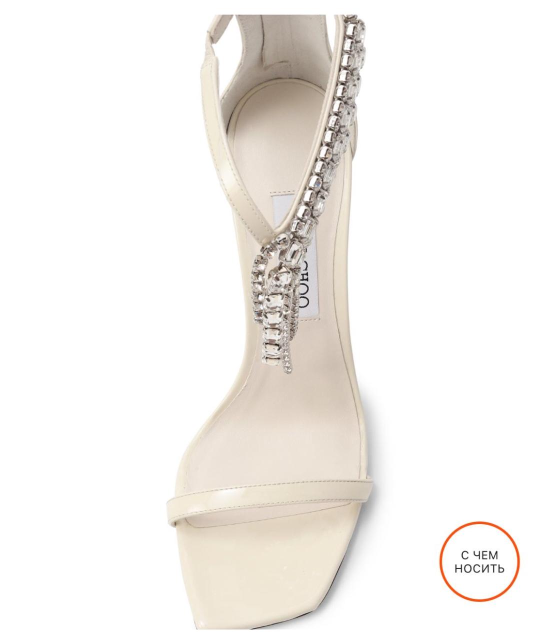 JIMMY CHOO Белые босоножки из лакированной кожи, фото 3