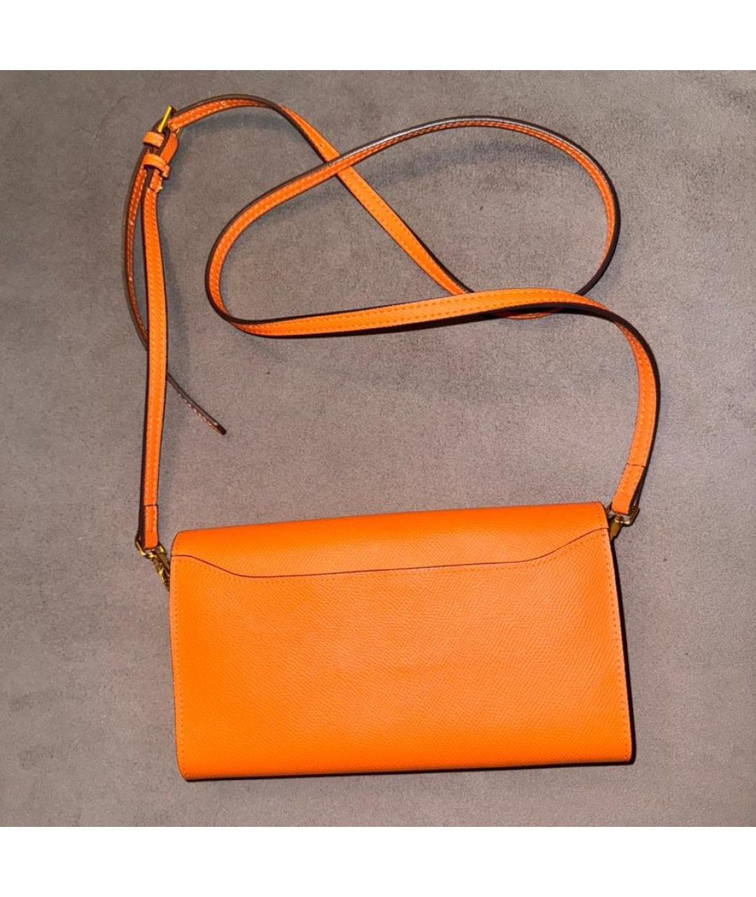 HERMES Оранжевая кожаная сумка через плечо, фото 3