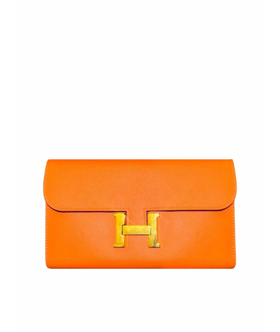 HERMES Оранжевая кожаная сумка через плечо, фото 1