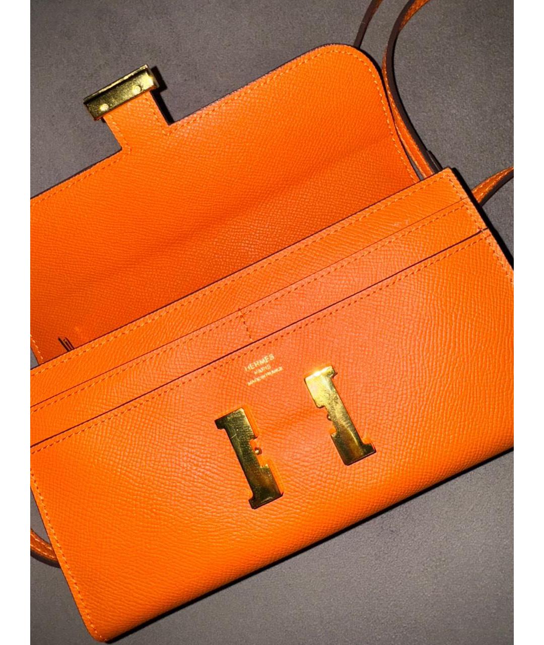 HERMES Оранжевая кожаная сумка через плечо, фото 2
