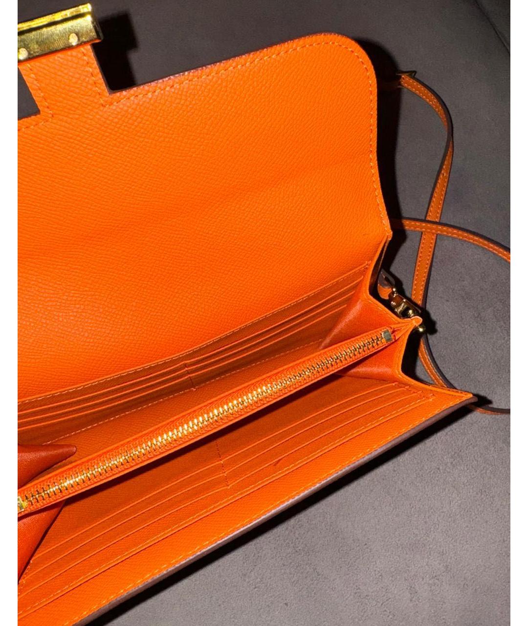 HERMES Оранжевая кожаная сумка через плечо, фото 4