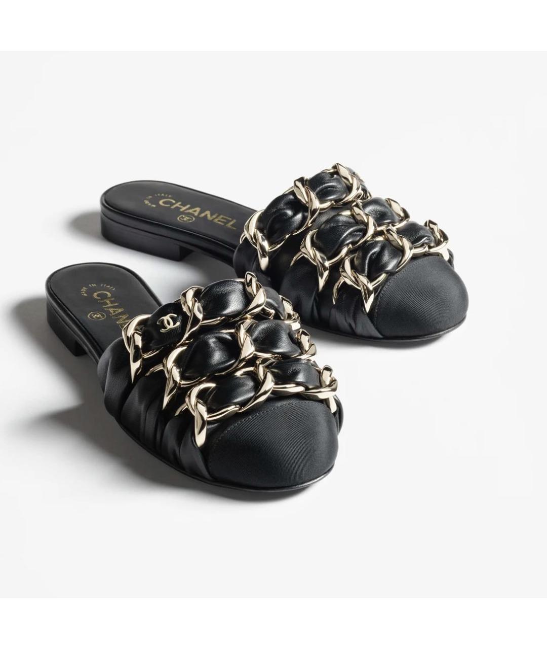 CHANEL Черные кожаные мюли, фото 2