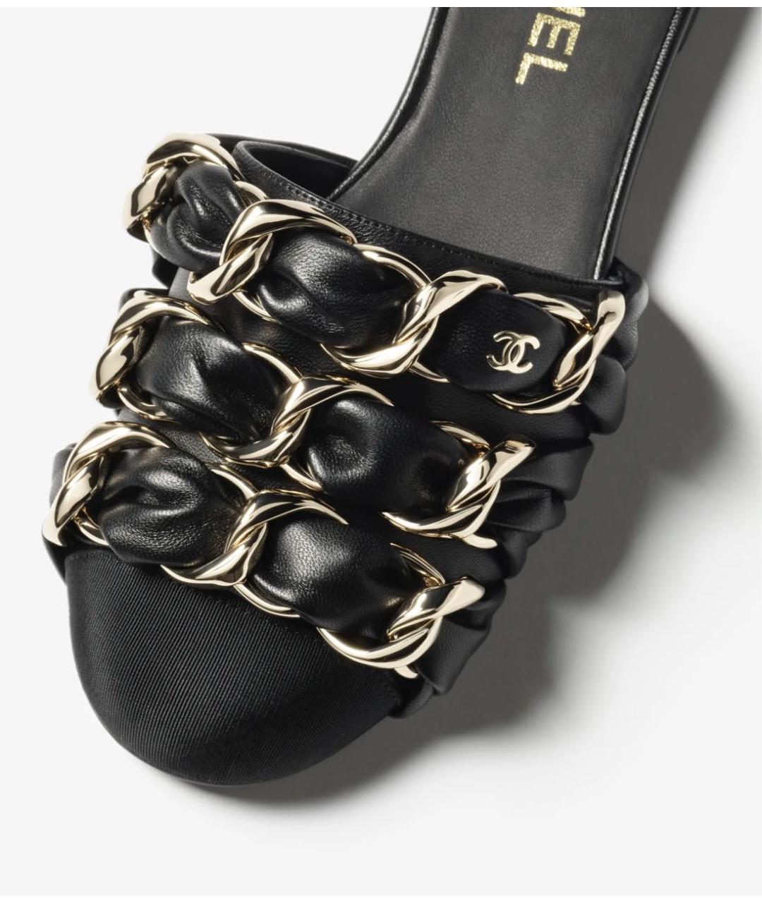 CHANEL Черные кожаные мюли, фото 4