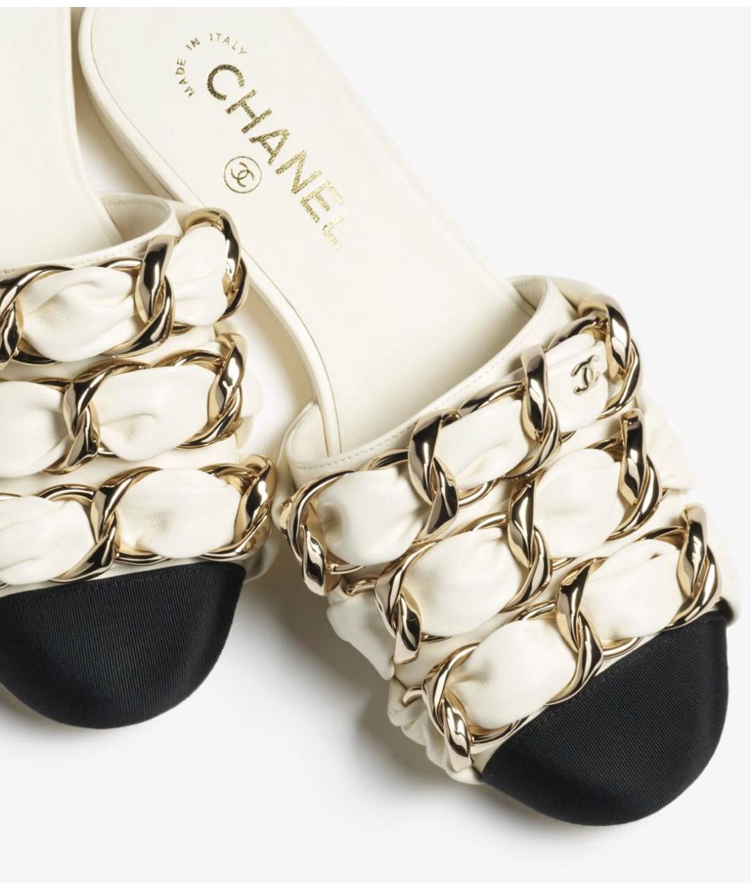 CHANEL Белые кожаные мюли, фото 4