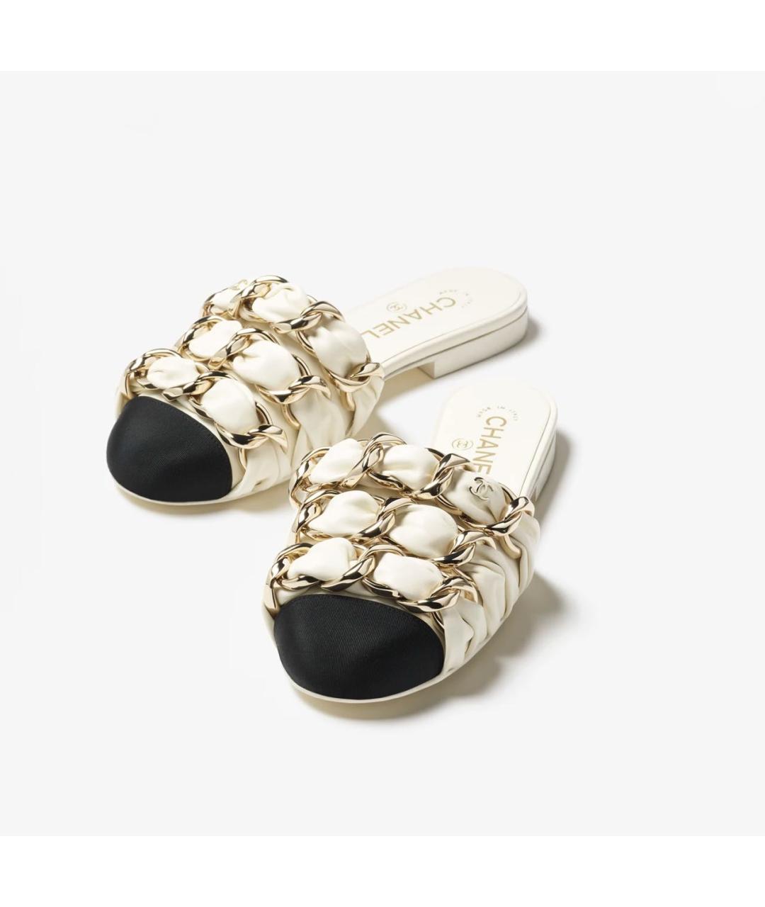 CHANEL Белые кожаные мюли, фото 2