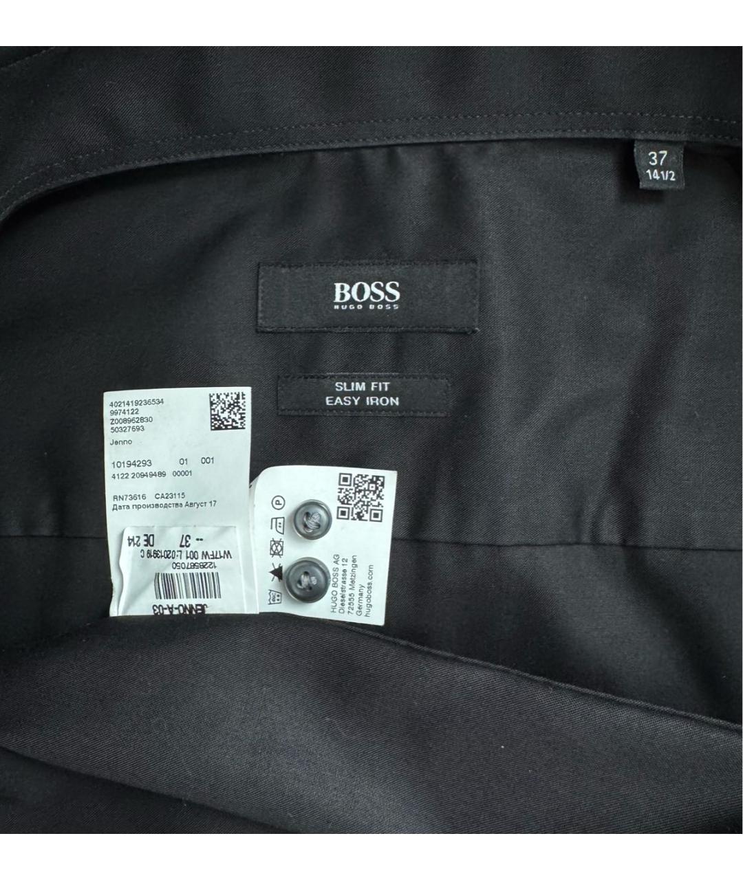 HUGO BOSS Черная хлопковая классическая рубашка, фото 3