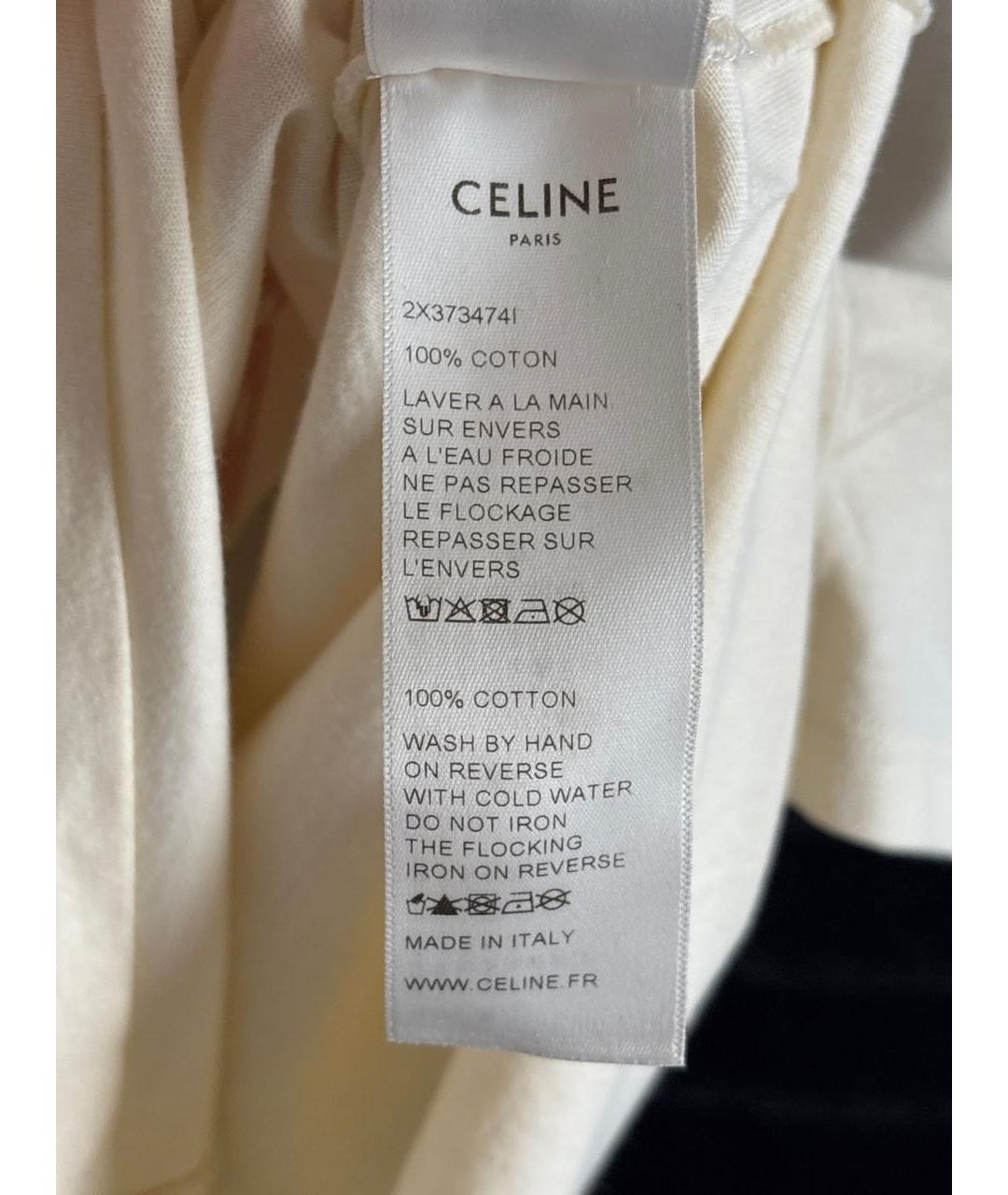 CELINE Бежевая хлопковая футболка, фото 7