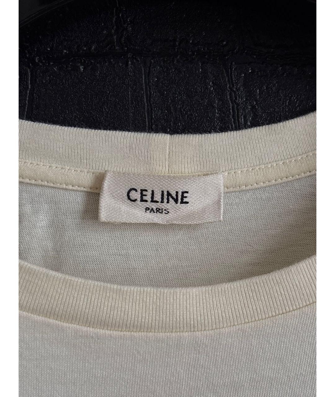 CELINE Бежевая хлопковая футболка, фото 3