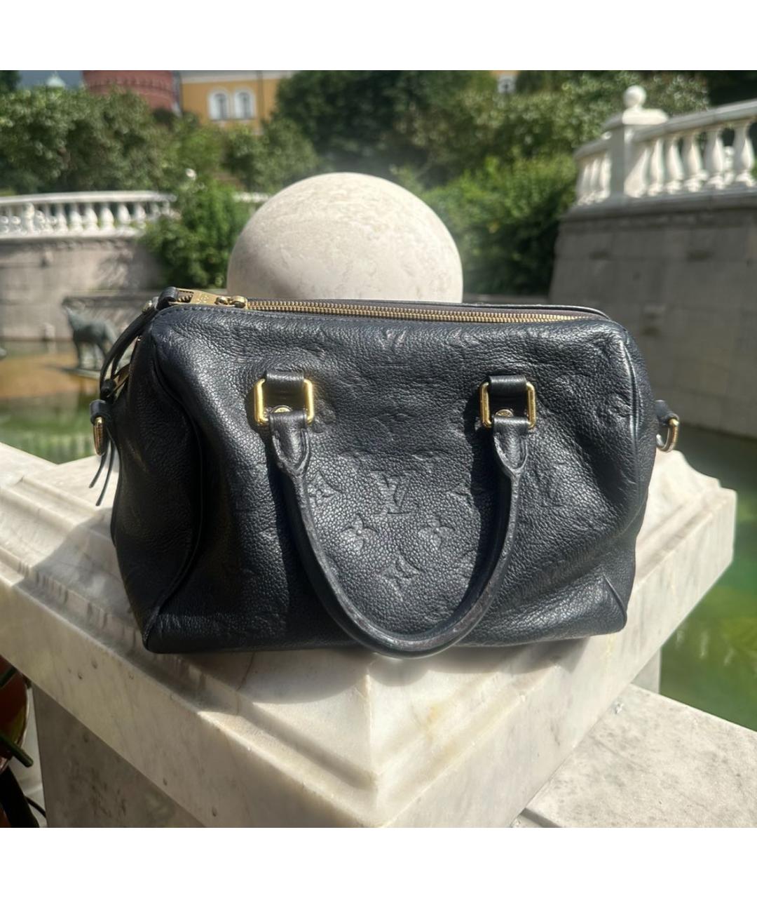 LOUIS VUITTON Черная кожаная сумка с короткими ручками, фото 9