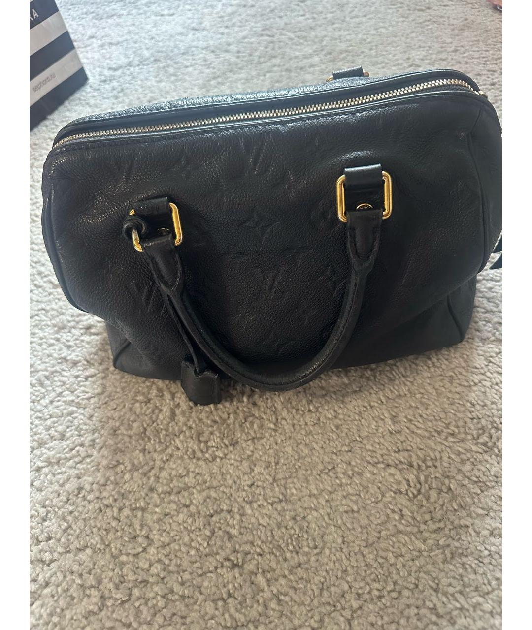 LOUIS VUITTON Черная кожаная сумка с короткими ручками, фото 3