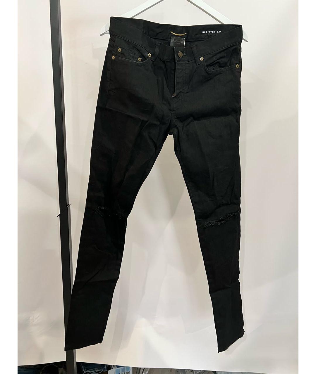 SAINT LAURENT Черные хлопковые прямые джинсы, фото 5