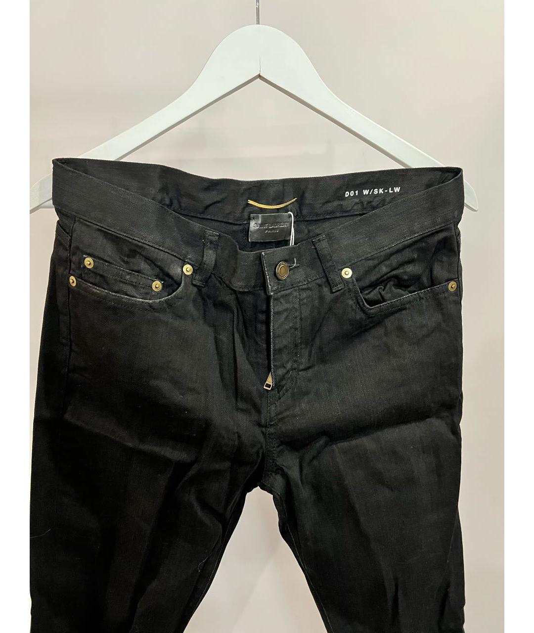 SAINT LAURENT Черные хлопковые прямые джинсы, фото 8