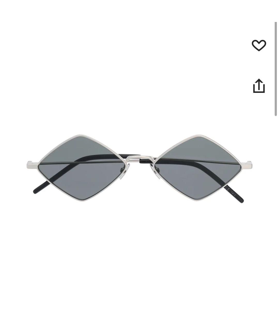 SAINT LAURENT Серебряные металлические солнцезащитные очки, фото 5