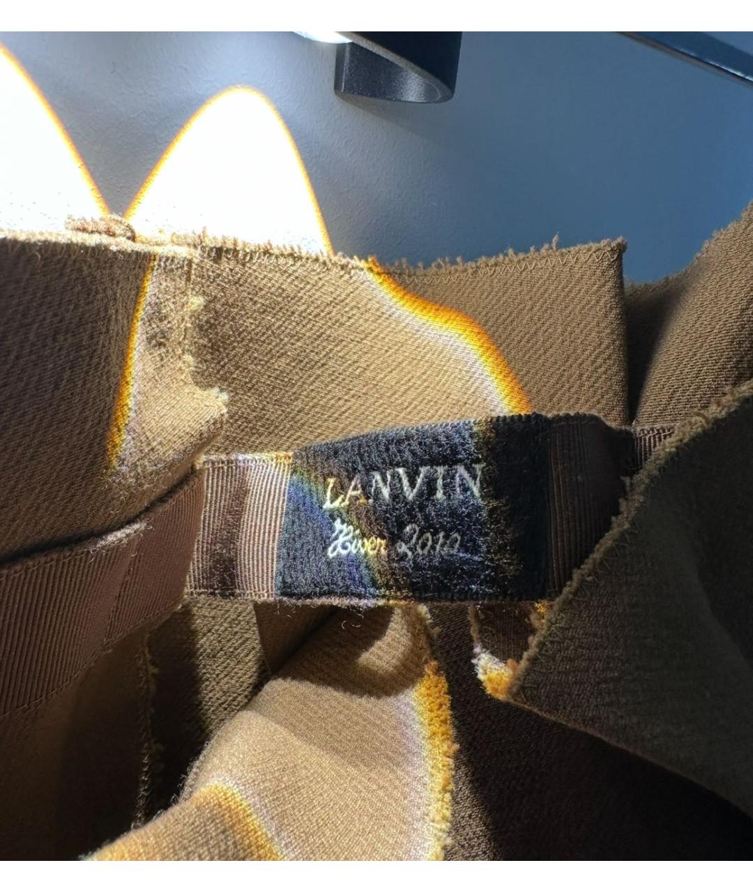 LANVIN Коричневая шерстяная юбка миди, фото 4