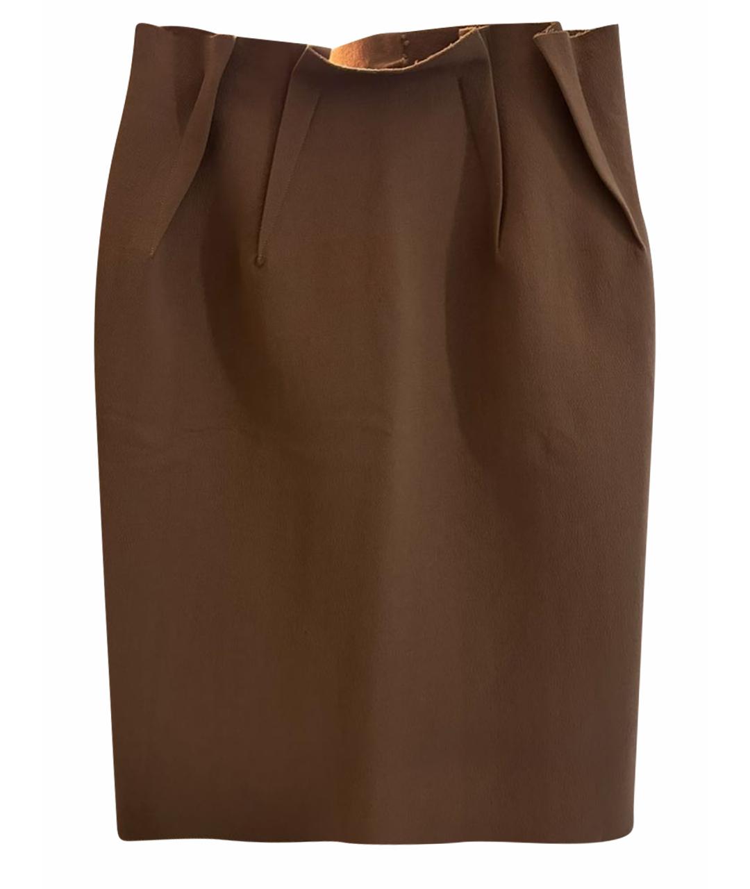 LANVIN Коричневая шерстяная юбка миди, фото 1