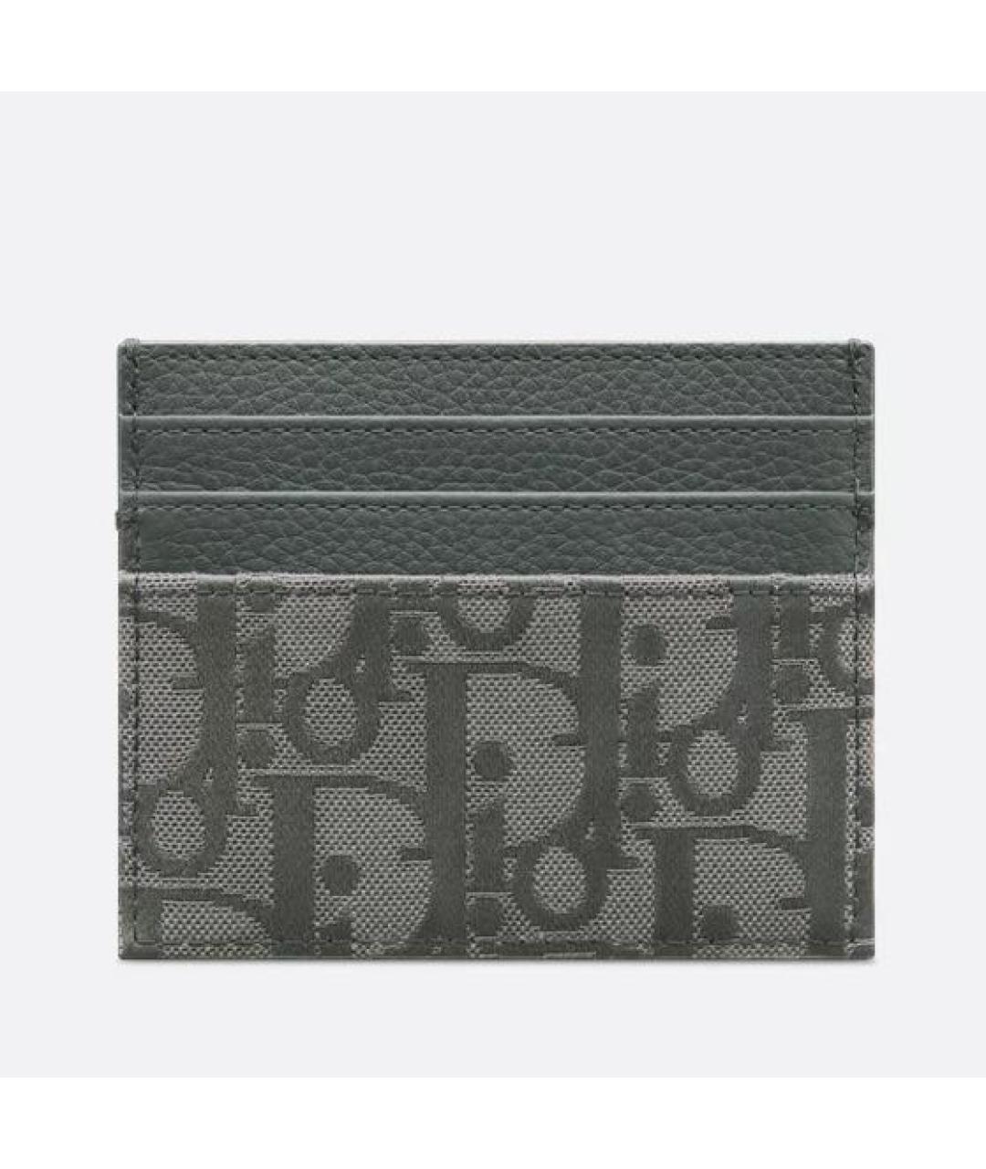 CHRISTIAN DIOR Серый кожаный кардхолдер, фото 2