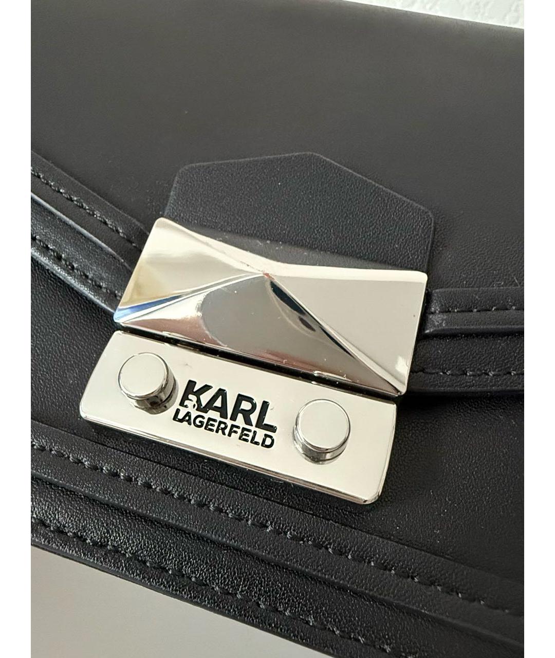 KARL LAGERFELD Черная кожаная сумка тоут, фото 5