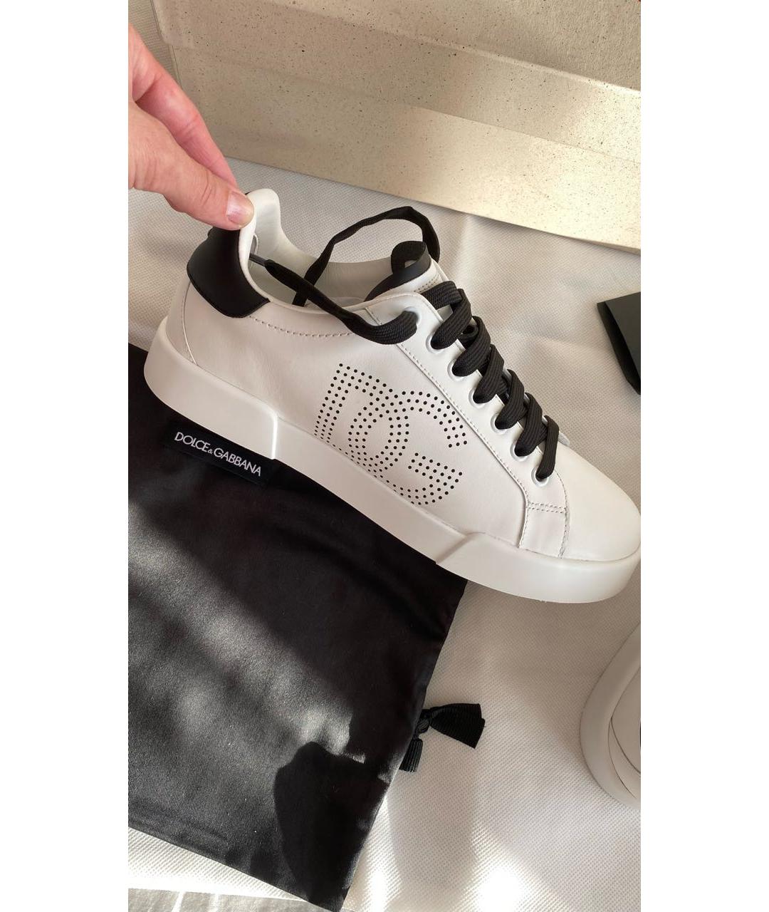 DOLCE&GABBANA Белые кожаные лодочки на низком каблуке, фото 2