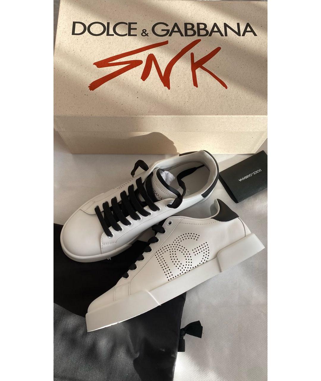 DOLCE&GABBANA Белые кожаные лодочки на низком каблуке, фото 4