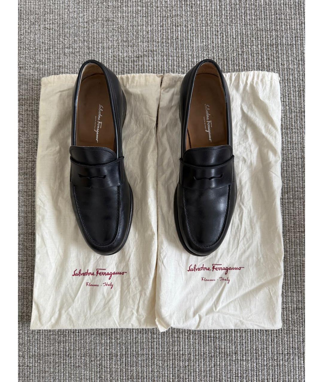 FERRAGAMO Черные кожаные лоферы, фото 2
