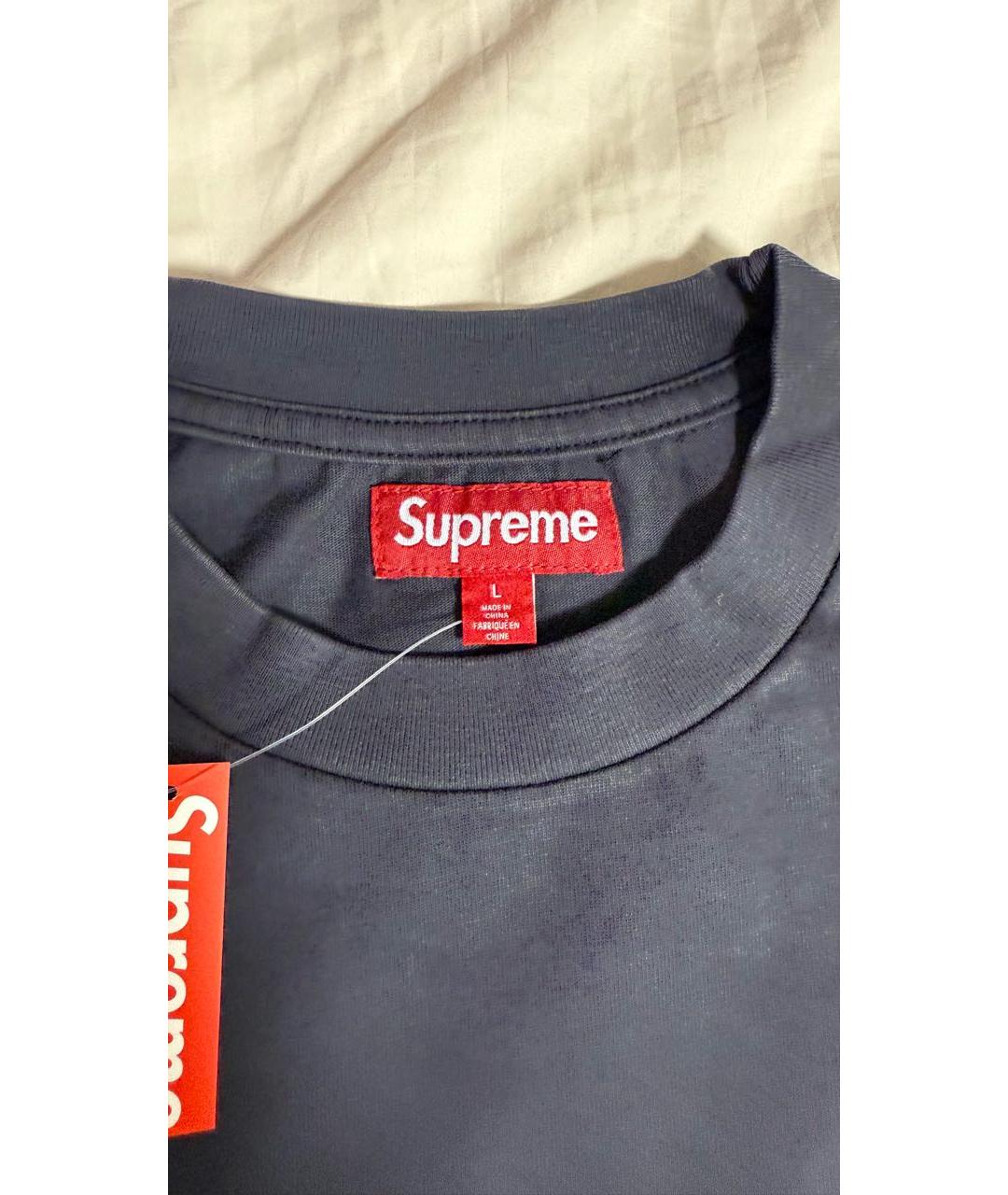 SUPREME Черная хлопковая футболка, фото 5