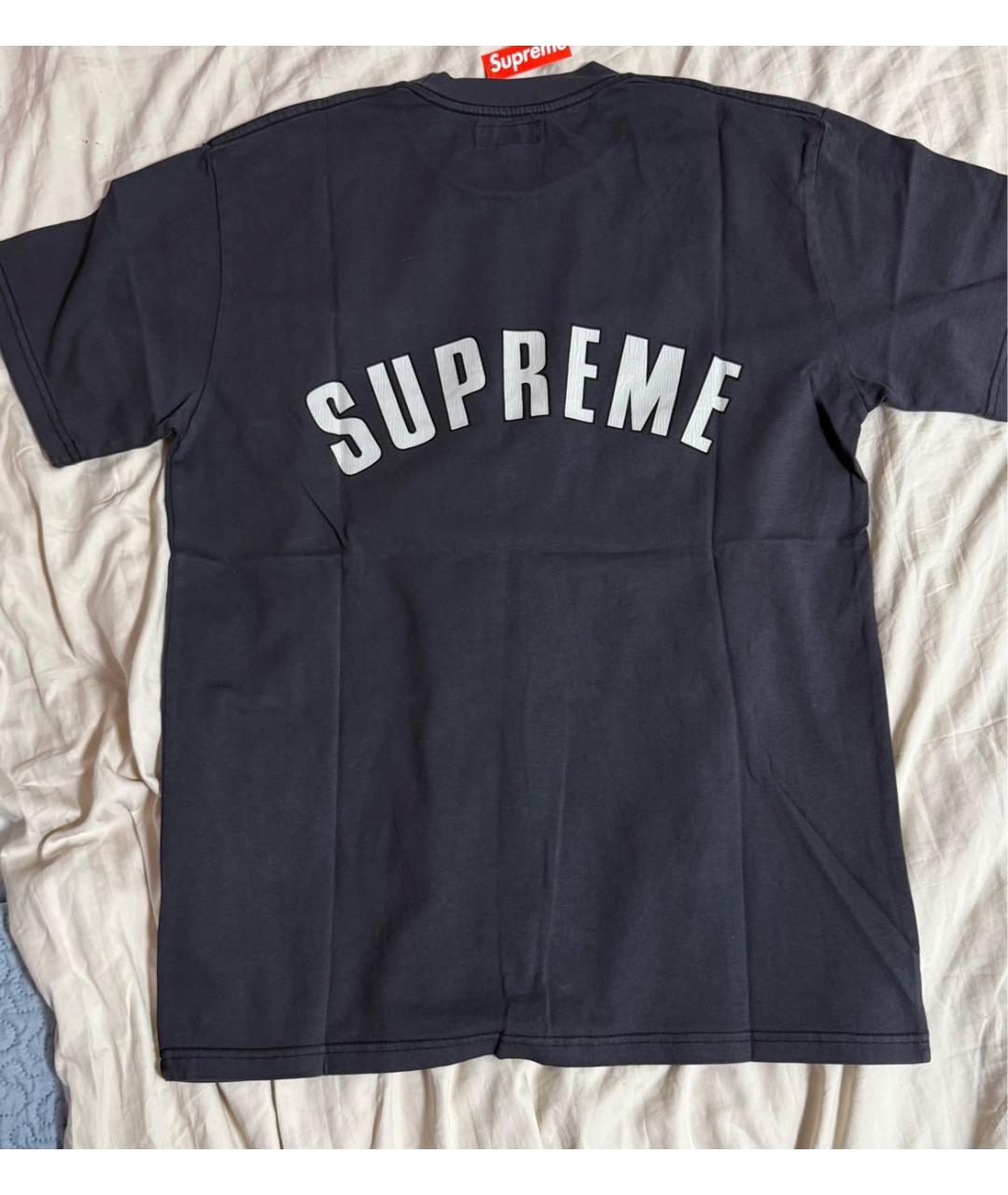 SUPREME Черная хлопковая футболка, фото 2