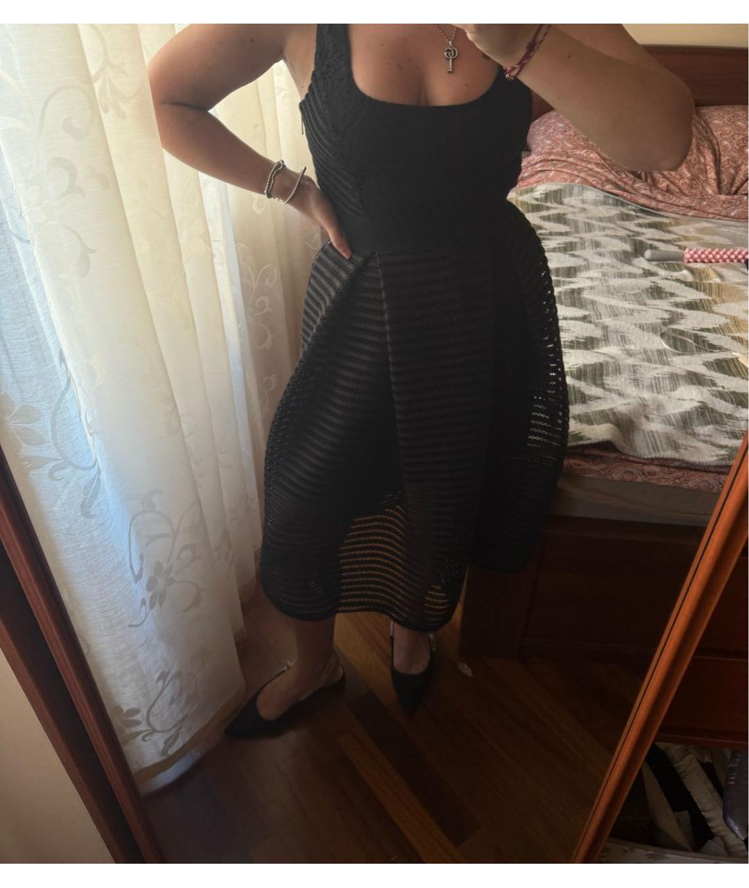 PINKO Черное полиэстеровое коктейльное платье, фото 5