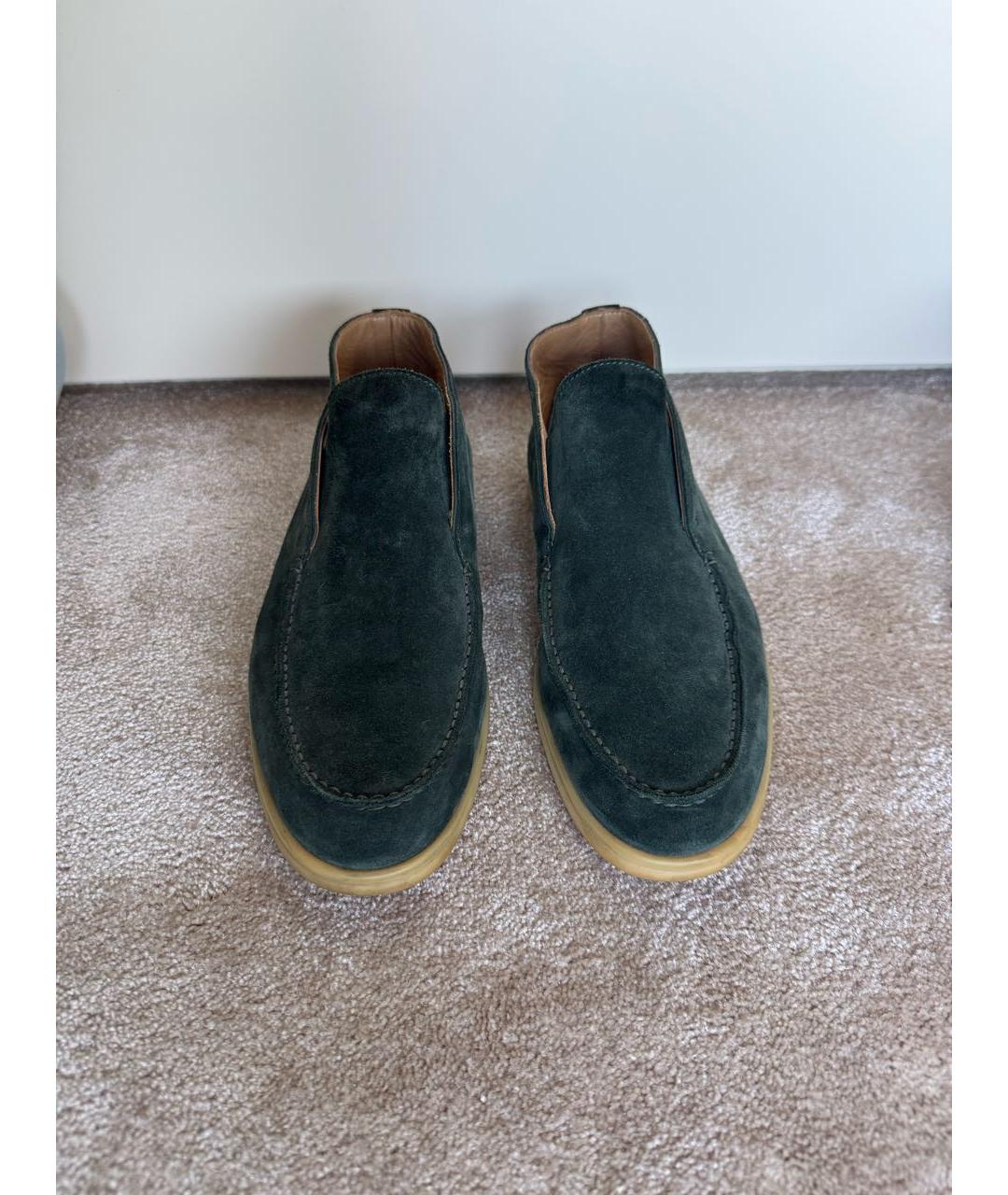 LORO PIANA Зеленые замшевые лоферы, фото 3