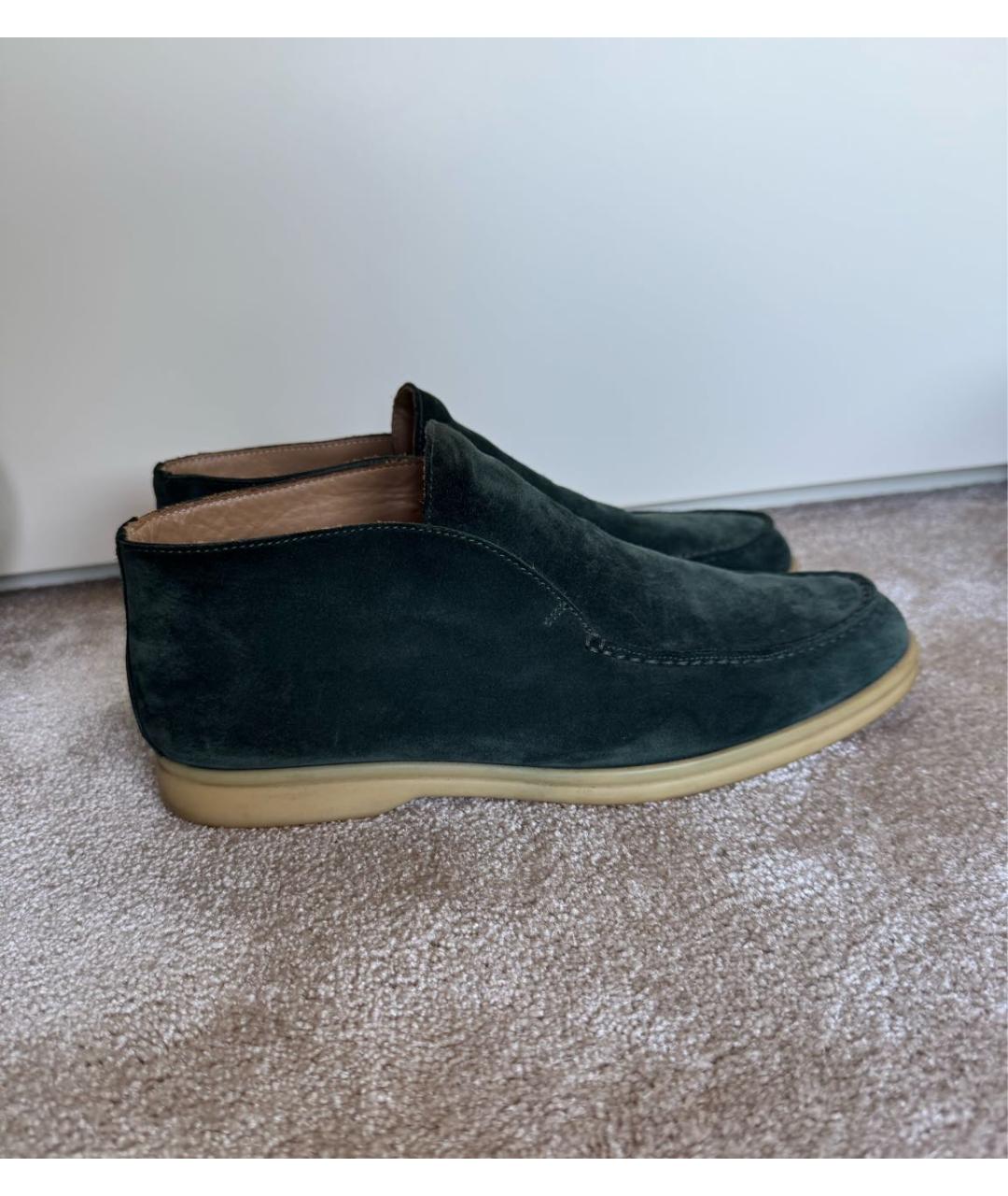 LORO PIANA Зеленые замшевые лоферы, фото 6