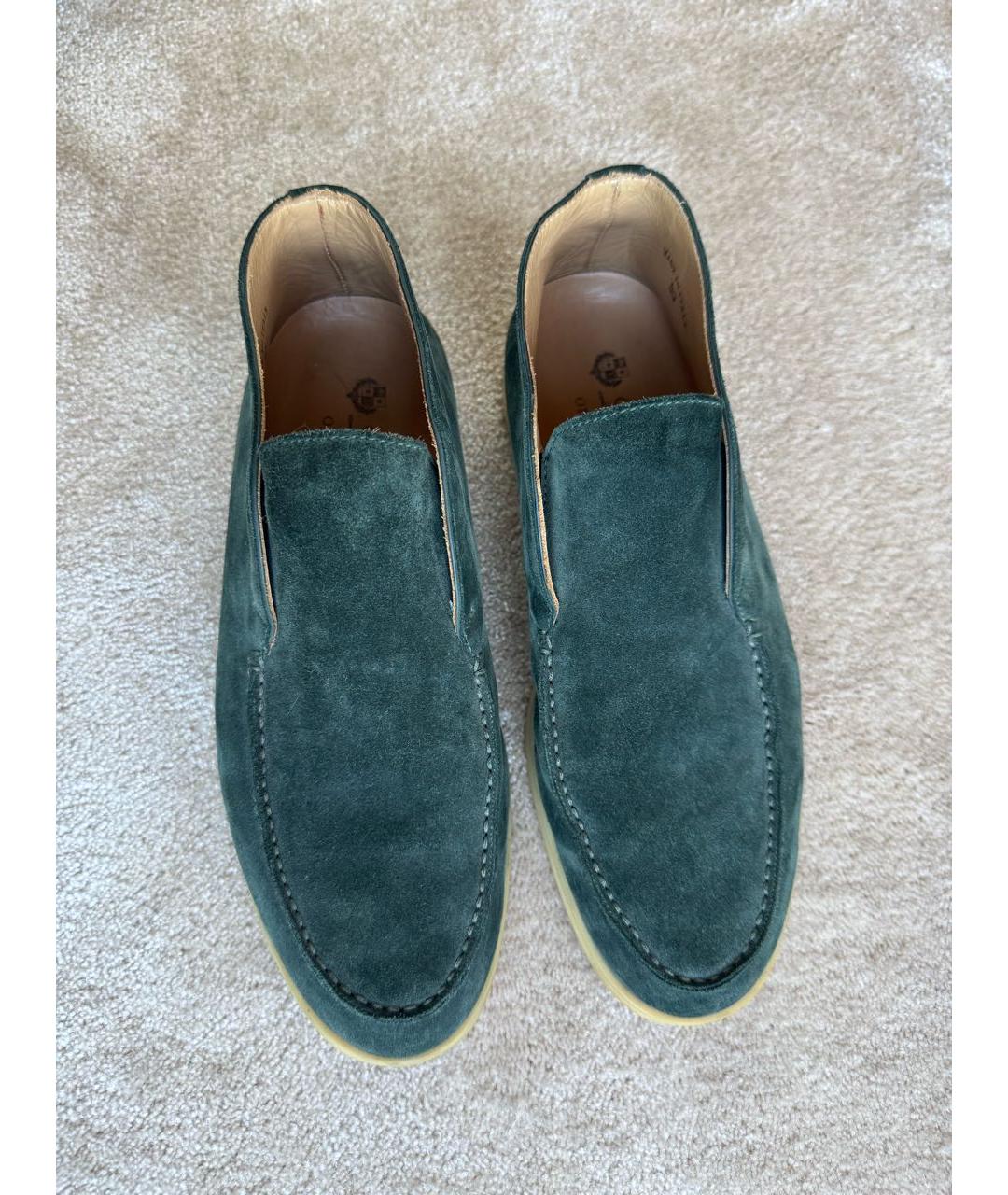LORO PIANA Зеленые замшевые лоферы, фото 2