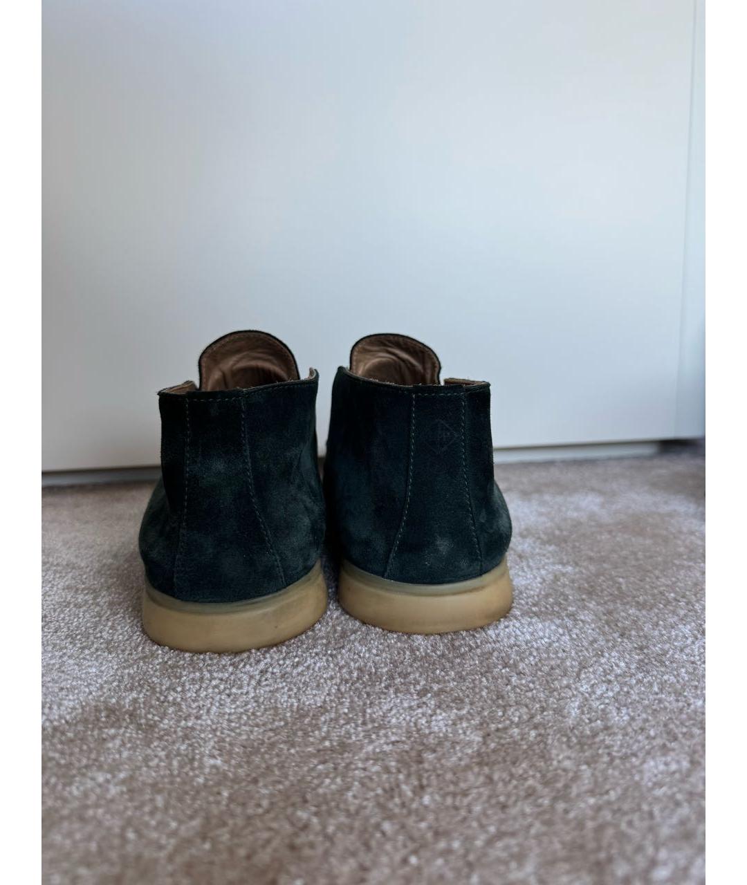 LORO PIANA Зеленые замшевые лоферы, фото 4