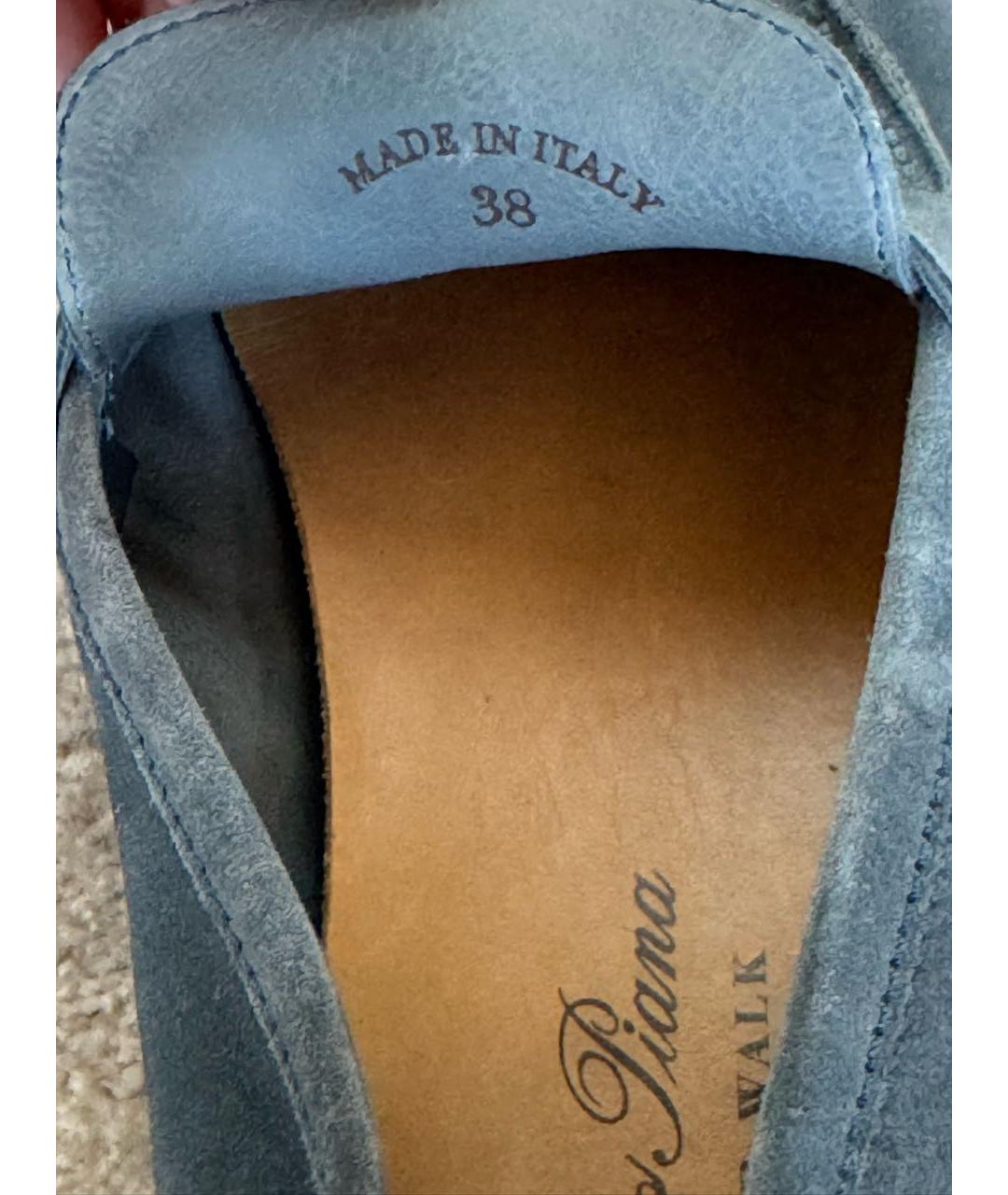 LORO PIANA Темно-синие замшевые лоферы, фото 5